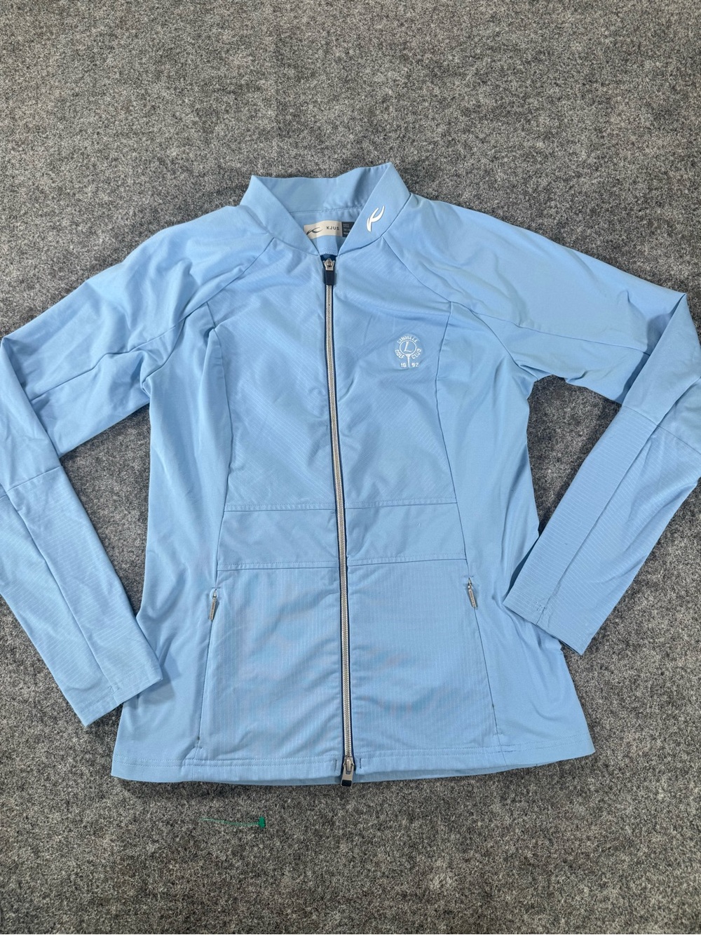 KJUS Womens Full Zip Technical Golf Jacket Blue Size M Linhulle Golf Club 2268